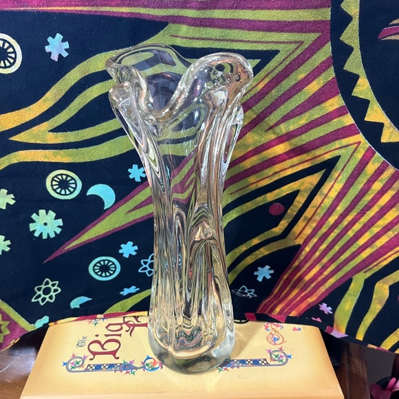 VTG MCM Jan Beranek Skrdlovice Clear 9” Studio Art Glass Vase - Picture 5 of 7